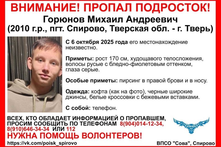 Подросток бесследно исчез в Тверской области