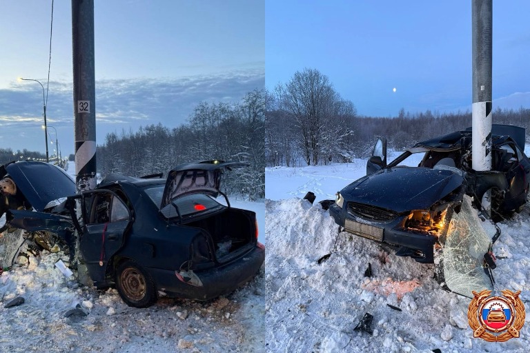 На М-10 в Тверской области легковушка протаранила столб, погибла водитель