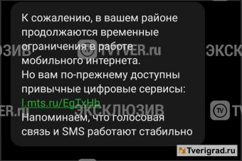 Работа мобильного интернета ограничена в Твери