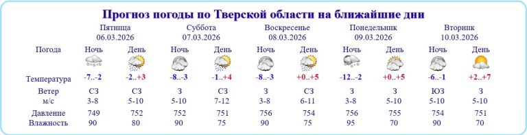 В Тверской области потеплеет до +7