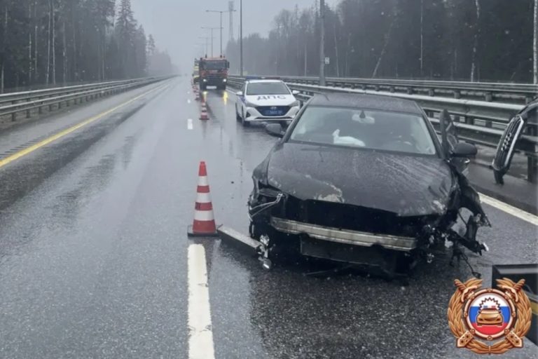 В Тверской области Audi протаранила отбойник на трассе М-11