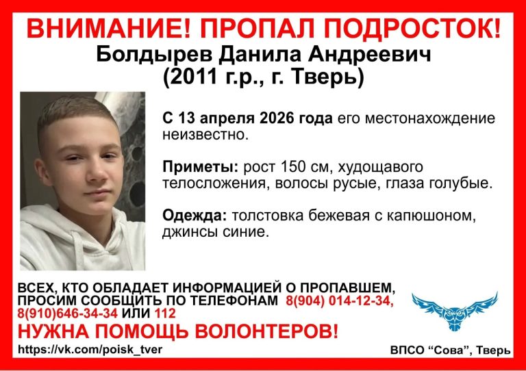 В Тверской области бесследно пропал 15-летний подросток