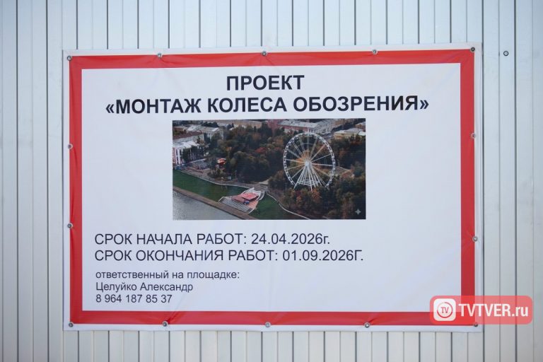 В Твери начали устанавливать 49-метровое колесо обозрения