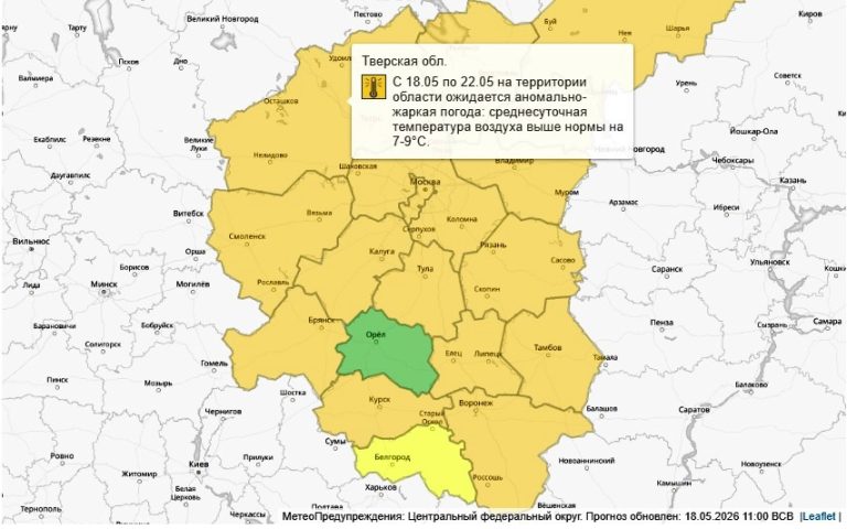 Погода в Тверской области признана опасной