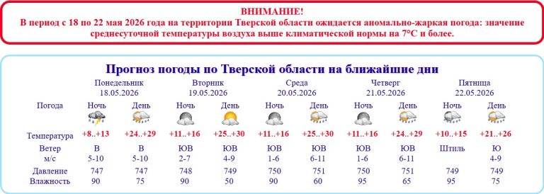 Погода в Тверской области признана опасной
