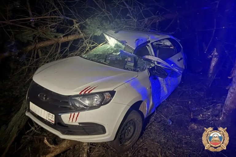 В Тверской области LADA вылетела в кювет