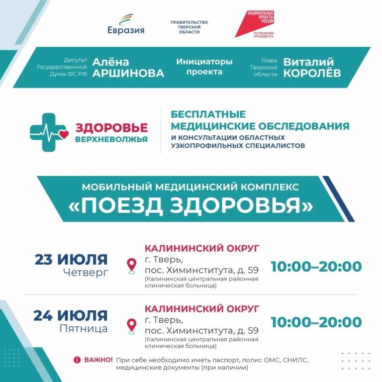 "Поезд здоровья", инициированный Алёной Аршиновой, начинает свой путь по Тверской области
