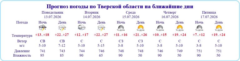 Стало известно, когда в Тверскую область вернется комфортная погода