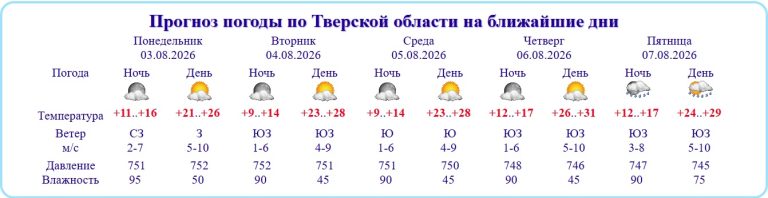 Температура в Тверской области вновь превысит 30 градусов