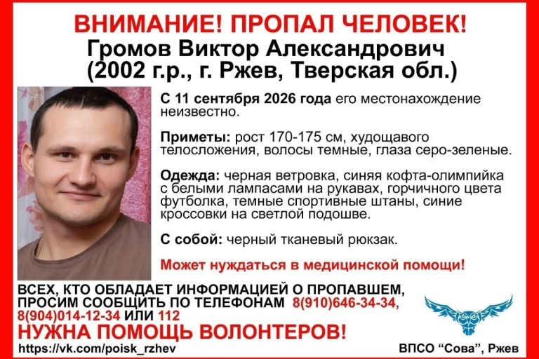 В Тверской области ищут пропавшего жителя Ржева