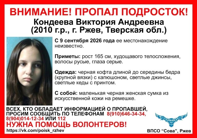 В Тверской области бесследно исчезла 16-летняя девушка