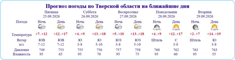 Стало известно, какая погода будет царить в Тверской области в выходные