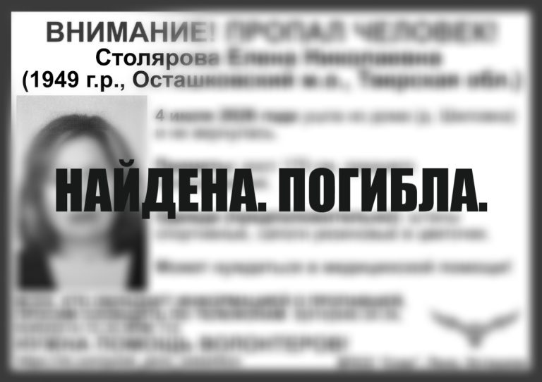 Пропавшая в Тверской области женщина найдена погибшей